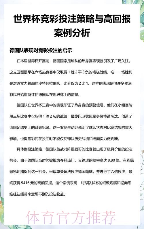 全面解析：世界杯下注分析与策略总览